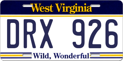 WV license plate DRX926