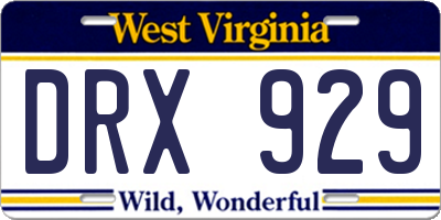 WV license plate DRX929