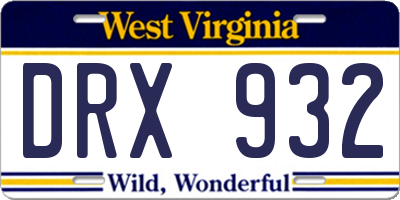 WV license plate DRX932