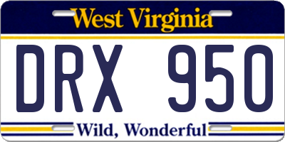 WV license plate DRX950