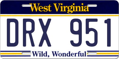 WV license plate DRX951