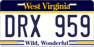 WV license plate DRX959