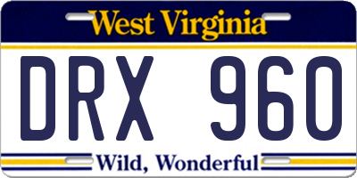 WV license plate DRX960
