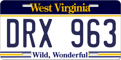 WV license plate DRX963