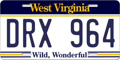 WV license plate DRX964