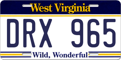 WV license plate DRX965