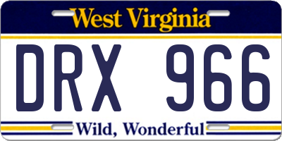 WV license plate DRX966