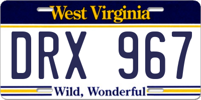 WV license plate DRX967