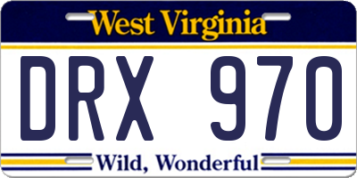 WV license plate DRX970