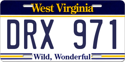 WV license plate DRX971