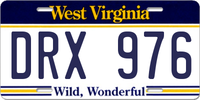 WV license plate DRX976