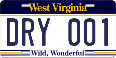 WV license plate DRY001