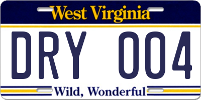 WV license plate DRY004