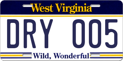 WV license plate DRY005