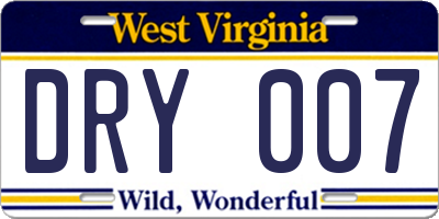 WV license plate DRY007
