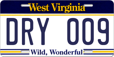 WV license plate DRY009