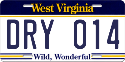 WV license plate DRY014