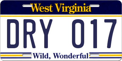 WV license plate DRY017
