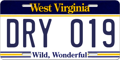 WV license plate DRY019