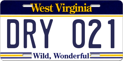 WV license plate DRY021
