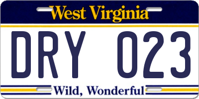 WV license plate DRY023