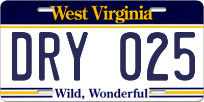 WV license plate DRY025