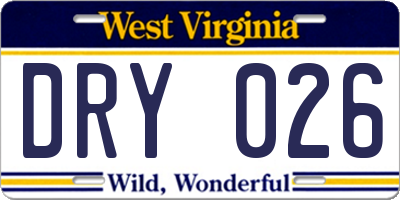 WV license plate DRY026