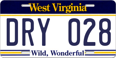 WV license plate DRY028