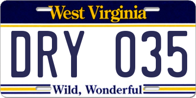 WV license plate DRY035
