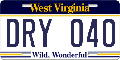 WV license plate DRY040