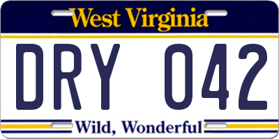 WV license plate DRY042