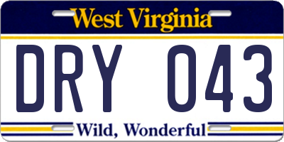 WV license plate DRY043