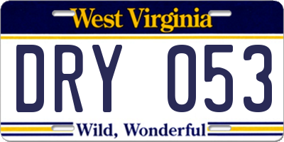 WV license plate DRY053