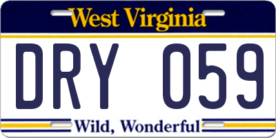 WV license plate DRY059