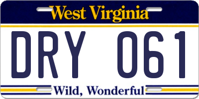 WV license plate DRY061