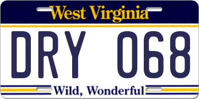 WV license plate DRY068