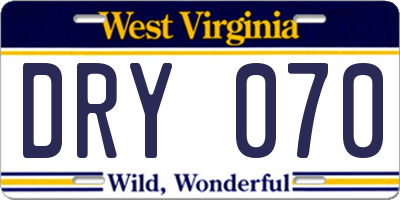 WV license plate DRY070