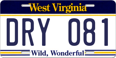 WV license plate DRY081