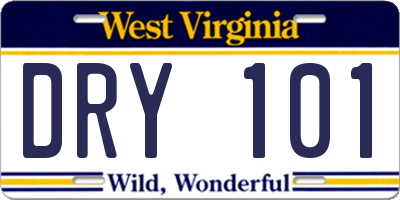 WV license plate DRY101