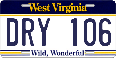 WV license plate DRY106