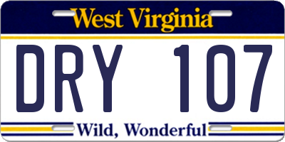 WV license plate DRY107