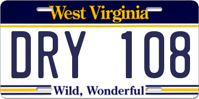 WV license plate DRY108