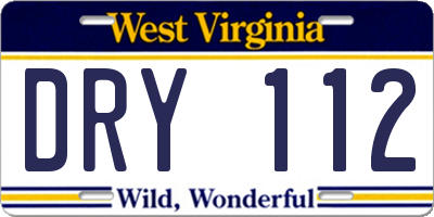 WV license plate DRY112