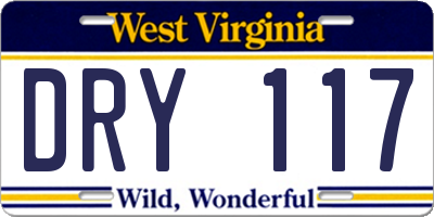 WV license plate DRY117