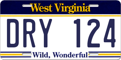 WV license plate DRY124