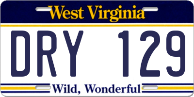 WV license plate DRY129