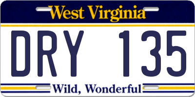 WV license plate DRY135