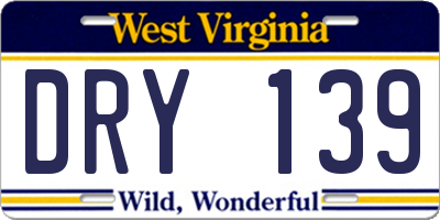 WV license plate DRY139