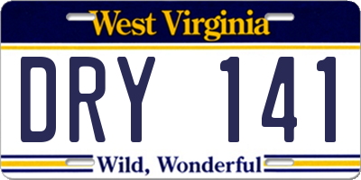 WV license plate DRY141