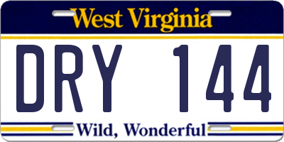 WV license plate DRY144